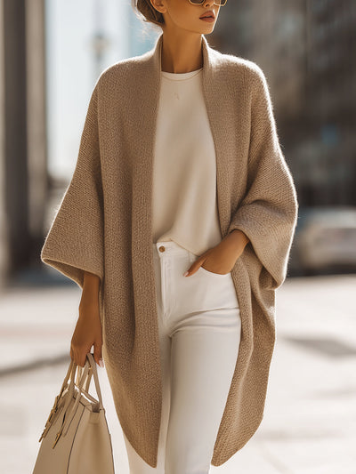 Ruby - Sand Beige Oversized Knit Cardigan