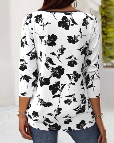 Evelyn™ - Printed Button-Up Fashion Blouse