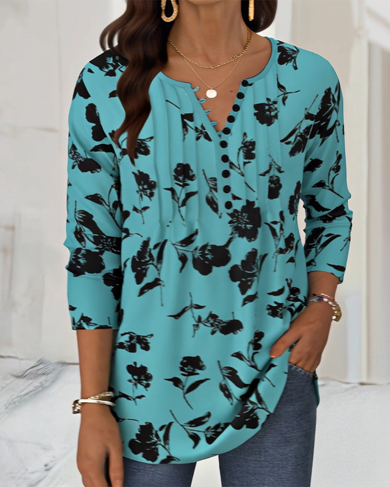 Evelyn™ - Printed Button-Up Fashion Blouse