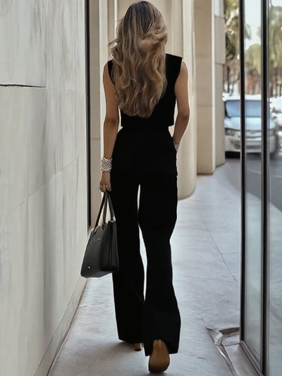 Aurora - Light Blue Double Patch Pocket Sleeveless Suit