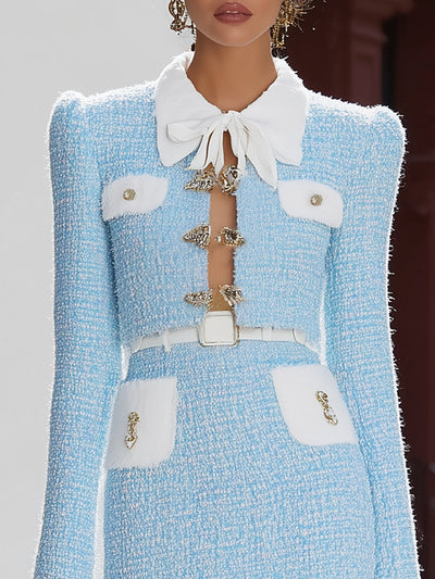 Andrea - Blue And White Tweed Hollow Set