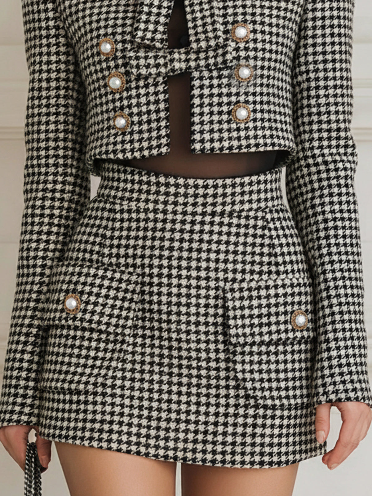 Saphira - Houndstooth Pearl Button Pocket Suit