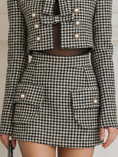 Saphira - Houndstooth Pearl Button Pocket Suit