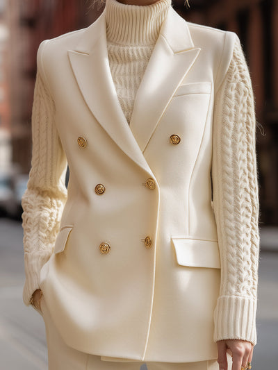 Christina - Knit Turtleneck Sweater And Double-Breasted Blazer Set