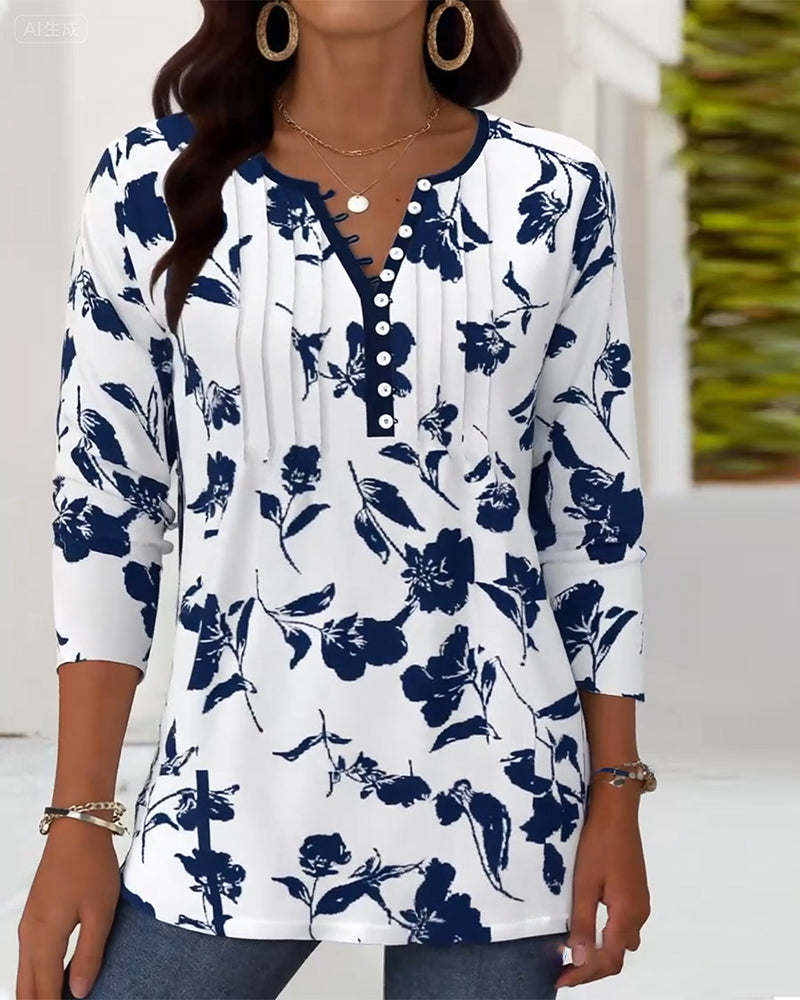 Evelyn™ - Printed Button-Up Fashion Blouse