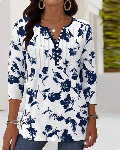Evelyn™ - Printed Button-Up Fashion Blouse