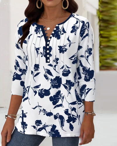 Evelyn™ - Printed Button-Up Fashion Blouse
