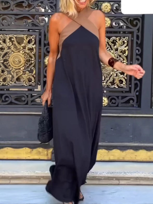 Chiessa | Elegant Open-Back Dress with Stylish Crossover Neckline