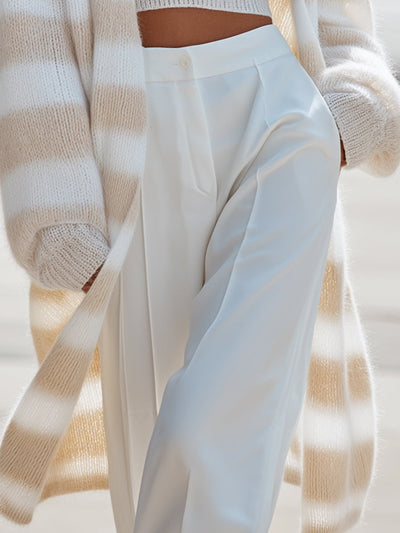 Marly - Cream Striped Knitted Cardigan