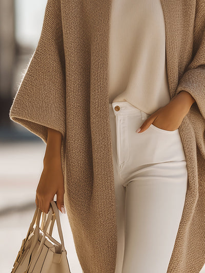 Ruby - Sand Beige Oversized Knit Cardigan