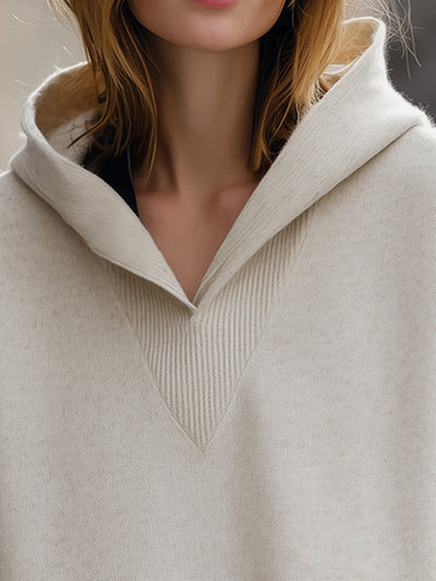Holly - Ivory Relaxed Hoodie With Kangaroo Pocket