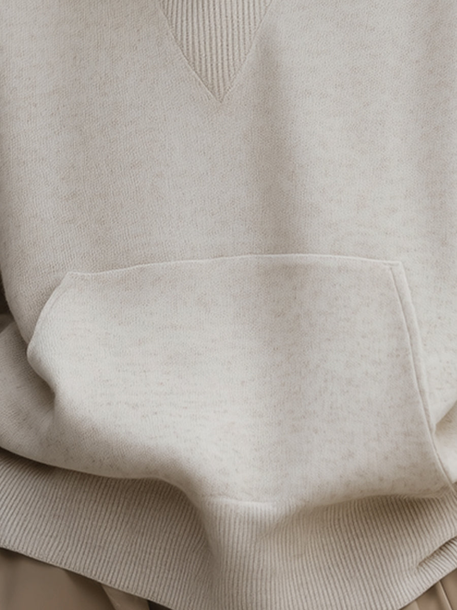 Holly - Ivory Relaxed Hoodie With Kangaroo Pocket