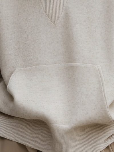 Holly - Ivory Relaxed Hoodie With Kangaroo Pocket